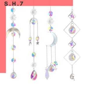 Crystal Windchime Ornaments Star Moon Pendant Hanging Wind Chimes Window Craft