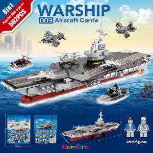 Mainan Balok Susun Mainan Brick 1000Pcs Kapal Induk Military Warship Boat Airplane Car Set Mainan Anak Laki Laki