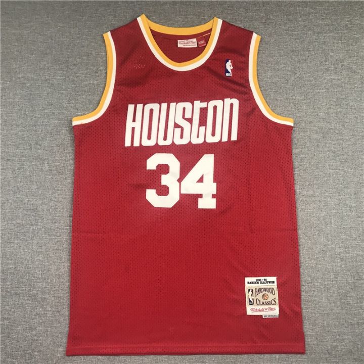 Latest Retro Nba Mitchell Ness Houston Rockets 34 Hakeem Olajuwon Red