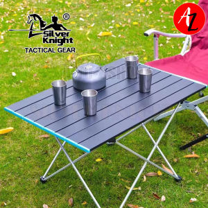 SILVER KNIGHT Collapsible and Portable Camping Roll Up Table Coffee Table Aluminum Lightweight Material