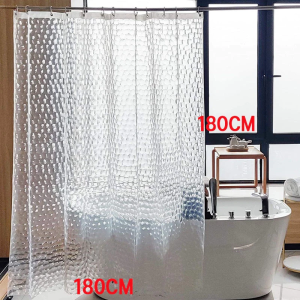 [COD]ม่านห้องน้ำ สีใส แบบใส กันน้ำ Shower curtain EVA 180x180cm/180x200cm Thicker Plastic
