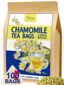 TeeLux Chamomile Tea Bags Pure Natural Chamomile Flowers Herbal Tea Delightful Floral Aroma 100 Count