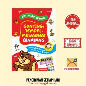 Aktivitas Kreatif Gunting Tempel Mewarnai Binatang Full Color Bonus Stiker