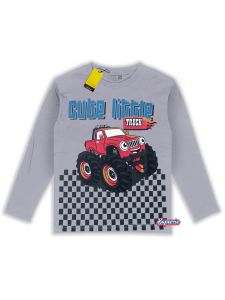Baju anak laki laki usia 1 2 3 4 5 6 7 8 tahun motif kendaraan mobil PJ CUTE LITLE TRUCK Warna Abu