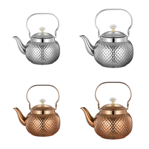 Stainsless Steels Teas Kettles Teapots with Infuser Metal Coffee Pots Round Teas Pots for Kitchen Hotel Restaurant