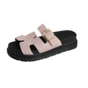 Free Shipping New Summer Large Size WomenS Slippers Versatile Thick-Soled Single-Strap Solid Color Casual Sandals For Women