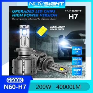 Novsight N60 H7 LED Headlight Bulb Kit 6500K Super Bright LED Lights for Car Fog Light High/Low Beam 200W 40000LM Plug&Play 2PCS 1 Year Warranty