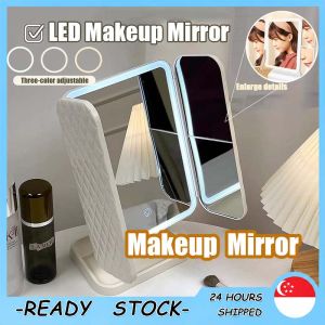 【SG Stock】3 Color LED Cosmetic Mirror–Light/ Adjustable Portable for Travel or Desktop/ Beauty Makeup Mirror