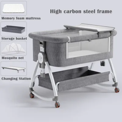 Multifunctional Foldable Baby Crib | Adjustable Baby Bed | Portable Newborn Cod | Cradle with Changing Station | Diaper Changing Table
