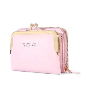 CATHERINE BAGS#8040 Korean MINI wallet for Women featuring distinctive kiss-lock coin purse and zip-around card holder