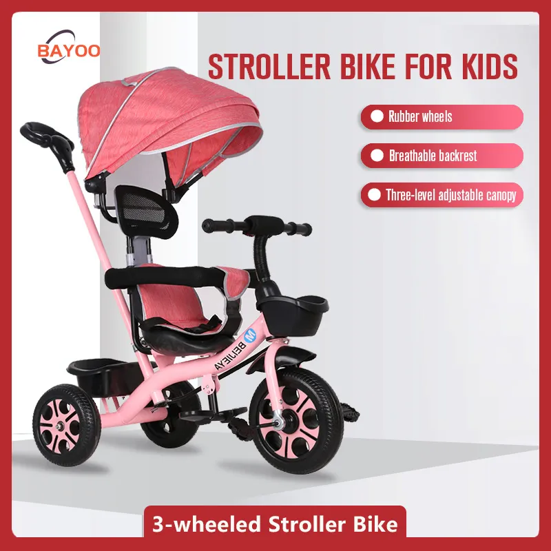Bayoo Bike for Kids Boy 1 To 3 Year Old Three-wheeled Stroller Bike for Baby  Tricycle Bicycle Baby Bike Stroller for 1-6 Years Old Bicycle for Kids with  Rubber Wheel | Lazada PH