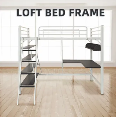 [FREE GIFT 1 X RM99 T-SHIRT] 3V Aloha Loft Metal Bunk Bed / 2 IN 1 BED / Loft Bed / Single Metal Bed / Single Bed / Couple Bed / Couple Bedframe / Adult Bedframe / Large Bed / Homestay Bed / Master Bedroom Bed / Katil Besi Kuat L1900MM X W900MM