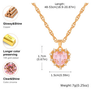 Vnox Dainty 18K Gold Safety Pin Heart Pendant Necklace for Women Hypoallergenic AAA Cubic Zirconia Love Paper Clip Chain NecklaceNo Fade Wedding Party Birthday Jewelry Gifts Accessories