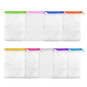 HI MIA 10Pcs/Set Shower Bath Bubble Exfoliating Drawstring Bag Foaming Mesh Bag Soap Saver Bag Face Cleansing Tool Net Soap Pouch