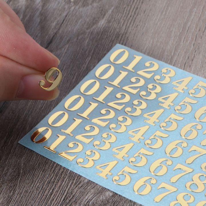 10 Sheets Gold Glitter Number Stickers 0-9 - Small Self-Adhesive For Crafts, Car, Phone, DIY