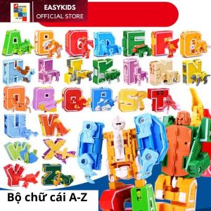 Đồ Chơi Bảng 26 Chữ Cái Biến Hình Lắp Ghép Chiến Binh Robot Sáng Tạo Chữ Số Và Dấu