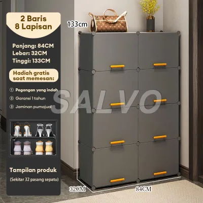 SALVO Rak Sepatu Simple Anti Lembap Lemari Sepatu Tebal Tertutup Portable Cocok Untuk Pintu Masuk