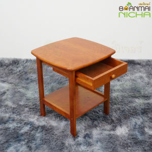 โต๊ะหัวเตียง โต๊ะวางของ โต๊ะเอนกประสงค์ ไม้ยางพารา (มีลิ้นชัก) Size : 48x38x56 cm. Baanmainicha บ้านไม้ณิชา