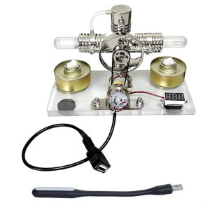 Twin Cylinder Stirling Engine Low Temperature Generator External Combustion Engine Model Science Experiment Toy