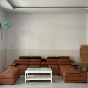 Sofa Góc L Bọc Da Hàn Quốc Cao Cấp Tay Gỗ sồi 3M2X1M7- CHƯA BÀN