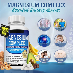 Magnesium Glycinate Complex Capsules Triple Magnesium Complex Capsules with Zinc Vitamin D3 & B6 Relieve Anxiety Help Muscle Bone and Nerve Support 镁复合胶囊