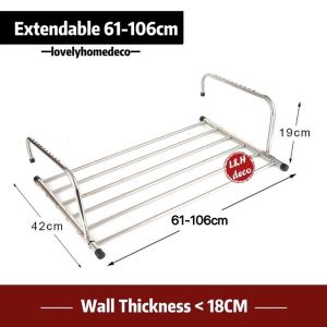 Stainless Steel Extendable Towel Hanger Ampaian Drying Rack Balcony Laundry Rack Clothes Hanger 晾衣架