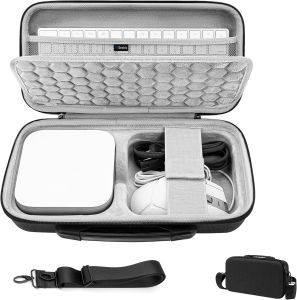 Geekria Desktop Computer Hard Shell Travel Carrying Case Compatible with 2024 Mac mini M4 / Mini M4 Pro Fit for Magic Keyboard Mouse Trackpad and Accessories (Dark Gray)