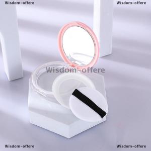 [COD] Wisdom-offere Portable Ultra-thin Plastic Powder Box Loose Pot Travel Makeup Jar Sifter Container with Powder Puff Mirror