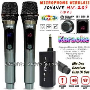 Promo Termurah Microphone Profesional ADVANCE MIC 206/207/208 [ Isi 2Pcs Mic Wireless ] | Mic Duet Karaoke Advance Tanpa Kabel Mic-206/207/208  Bisa Di Charger USB Type C | Gallery Audio