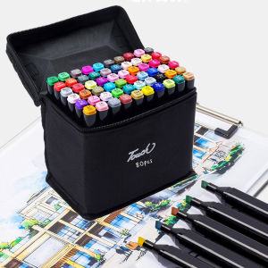 Marker 24/36/48/60/80Colors Art Marker Set Dual Head Sketch Markers Brush Pen for Draw Manga Animation Fashion Student Design Art Supplies  Warna Sketsa Spidol