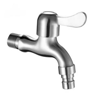 ก๊อกน้ำต่อเครื่องซักผ้า สแตนเลสแท้ พร้อมหัวเสียบสายยาง ทนทาน แข็งแรง