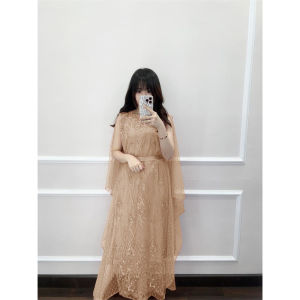 Dress Mewah Super Premium Nabilla 2in1 Dress Pesta Kondangan Cantik Dress Tile Bordir Mutiara Lapis Satin Velvet