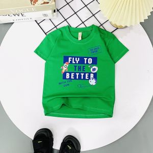 Áo thun ngắn tay bé trai in hình tên lửa chất liệu thun cotton 100% co giản 4 chiều mềm mịn mát cho bé từ 8-36 kg