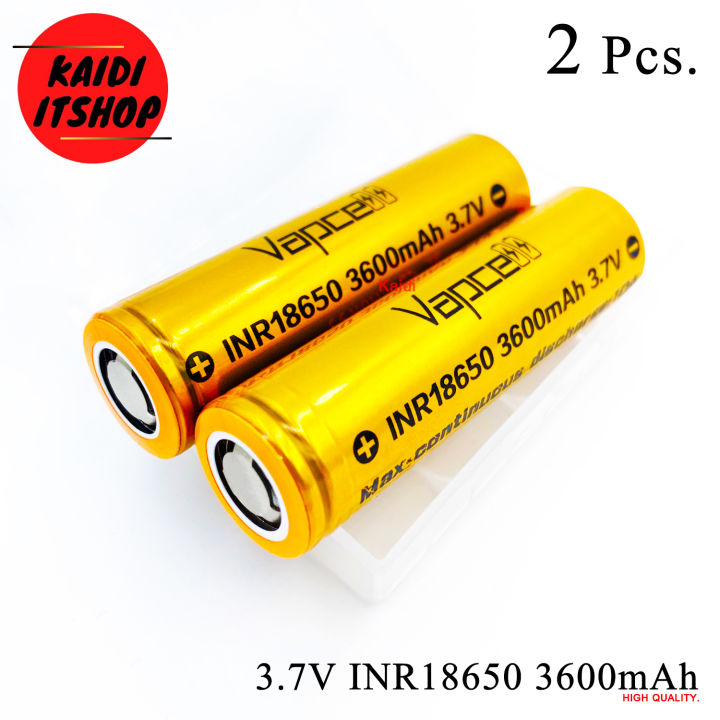 Vapcell ถ่านชาร์จ 37v Inr18650 ความจุ 3600mah 10a35a จำนวน 2 ก้อน แถมกล่องใส่ถ่าน Th 2360