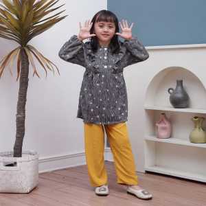 Setelan anak permpuan bahan crinkel halus dan lembut untuk usia 3-8 tahun