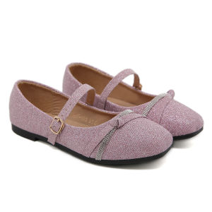 Kids Fashion Doll Flat shoes Sandal Square Toe With Shining Glitter Design