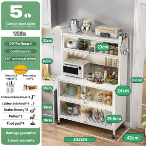 Nearra Kitchen Storage Cabinet with Foldable Door Cupboard Microwave Stand Cabon Steel Organizer