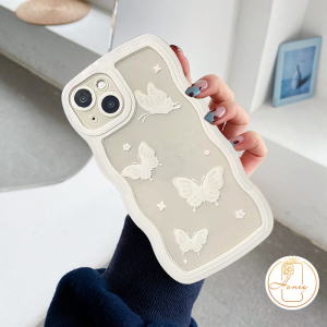 Casing Redmi 9C NFC 9A 9 10 9T 10C 10A Redmi Note 11 10 9 8 Pro White Butterfly Pattern Wave Camera Lens Protector Shockproof Anti-Dust Soft TPU Case Cover