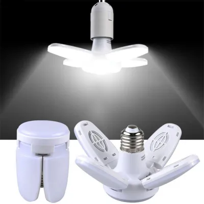 20cm LED Fan Blade Bulb Foldable Ceiling Light E27 Deformable Garage Lamp Super Bright UFO Football Bulb Industrial Home Living Room Kitchen Workshop Lighting
