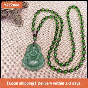 【Local shipping】 Classic Natural Chinese Buddha Pendant Jade Necklace Fashion Charm Jewelry Carved Blessing Lucky Amulet Gifts For Women Men