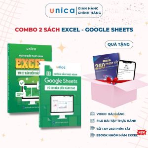 Combo 2 Sách Excel - Google Sheets Unica Giúp Làm Chủ Tin Học Văn Phòng Kèm Khóa Học Online