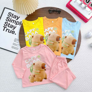 Combo 3 Bộ dài tay dài quần bé trai bé gái hình in capybara cho bé từ 6kg-30kg.DT05