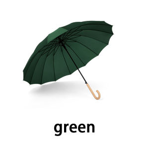 (Ship in 24hrs)AMBRELLA 16 bone wood curved handle straight umbrella small fresh plain simple long handle large(big) double umbrella lightweight uv