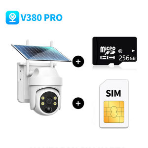 V380 Pro Solar 4G CCTV Camera Gamit ang SIM Card Walang WiFi PTZ Rotatable Outdoor Security Camera 1080P Full Color Night Vision Two‑Way Audio