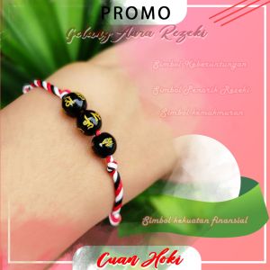 Cuan Hoki Gelang Mantra tibet Tridatu Hitam 3 bola Asli Gelang Khas Bali bisa cod Tali Tebal 2mm Gelang pria dan wanita
