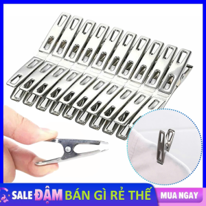 COMBO 20 Kẹp Inxox Phơi Quần Áo Tất Vớ Đồ Lót CHỔNG RƠI Cao Cấp - Kẹp Phơi Đồ Tiện Ích Chắc Chắn - Móc Kẹp Treo Đồ Bằng Inox Tiện Dụng