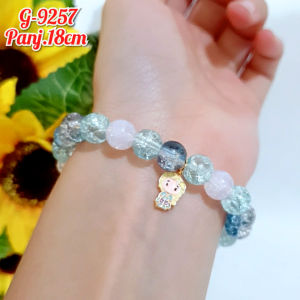 GELANG TANGAN BATU GIOK KRISTAL WARNA MOTIF KARTUN BUAT ABG/DEWASA GELANG ELASTIS/G-9257/