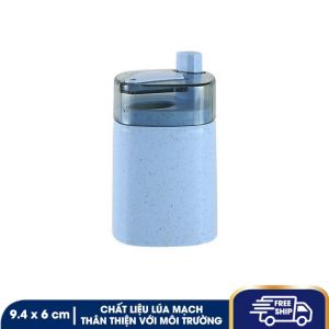 Hộp đựng tăm nút nhấn tự động rơm lúa mì chất liệu thiên nhiên từ lúa mạch