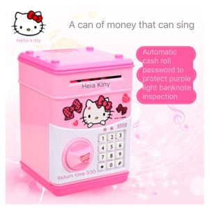 Childrens Cartoon Music ATM Automatic Roll Money Password Piggy Bank Toy for Kids Playground