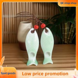 ✨QK shop✨ Ceramic Fish Shaped Whistle Pendants Necklaces Creative Personality Sweater Chain Handmade Jewelry For Children Toy Gift